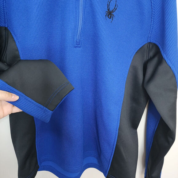 Spyder Core 1/4‎ Zip Thermal Waffle Knit Sweater Pullover Blue Jacket Men's SZ L - Picture 4 of 11